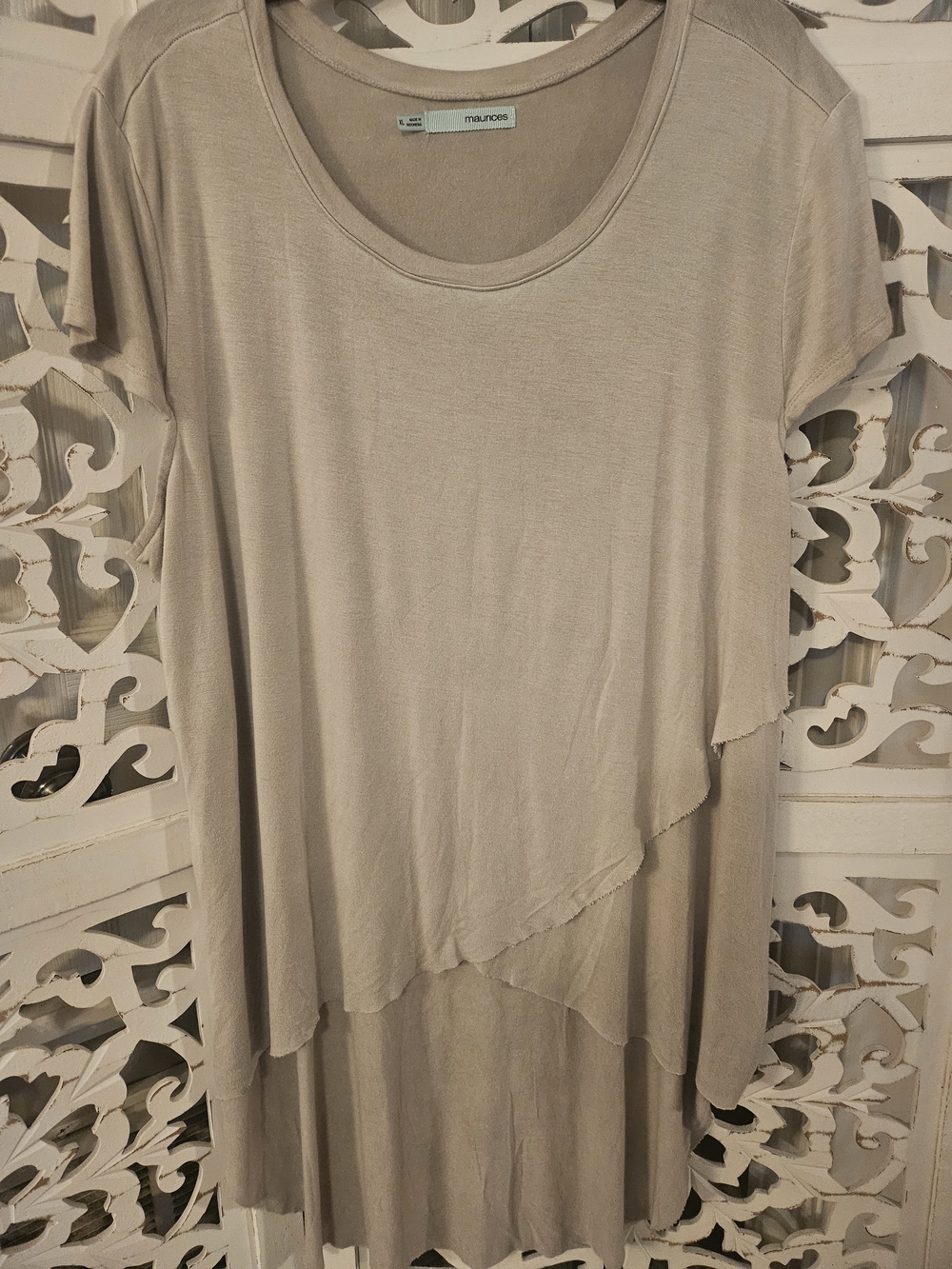 Maurices Beige Layered Scoop Neck Women's Top